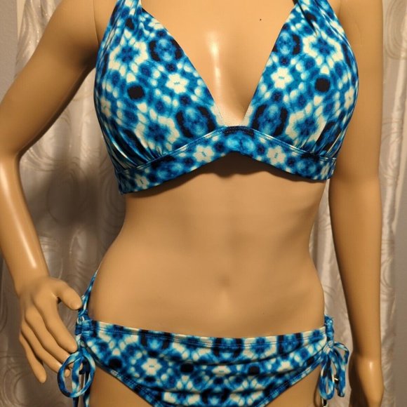 a.n.a Swim Ana Brand 2 Piece Bikini Tie Dye Tie Back Bra Top Bead